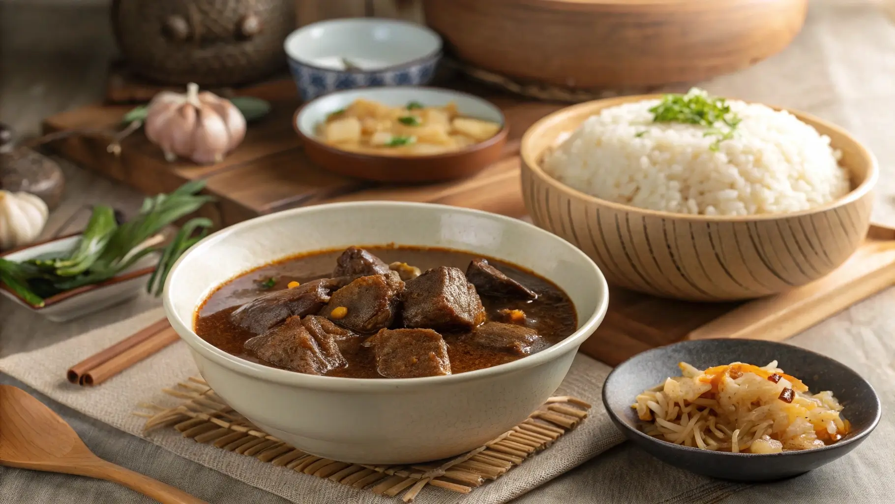 Traditional Beef Pares Recipe with Garlic Rice and Soup