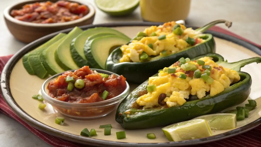 Breakfast-stuffed poblano peppers with eggs and sausage