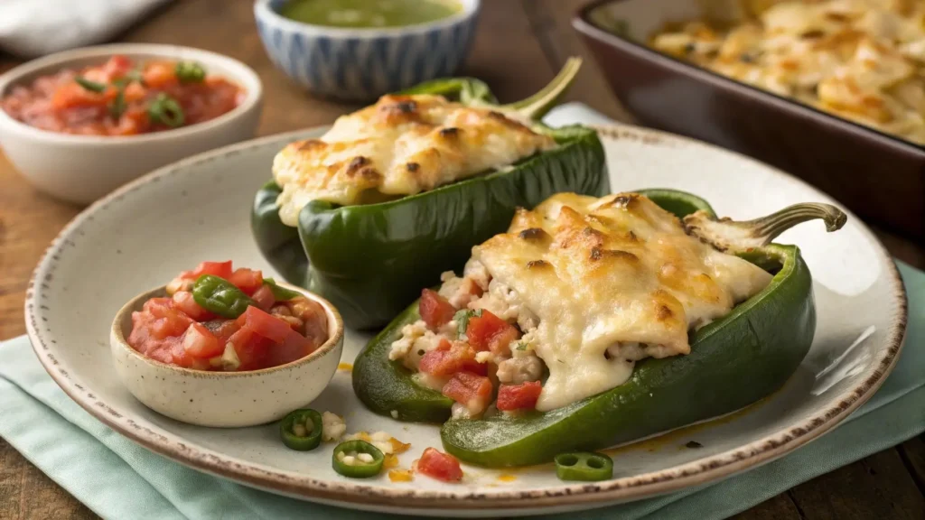 Cheesy chicken filling for stuffed poblano peppers