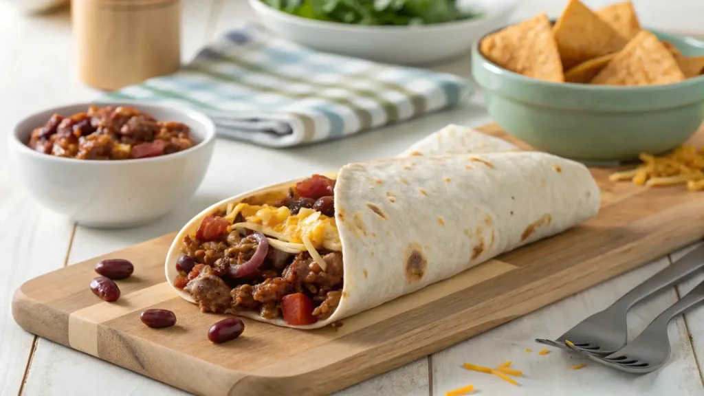 Filling and Folding Beef Chimichanga Tortilla