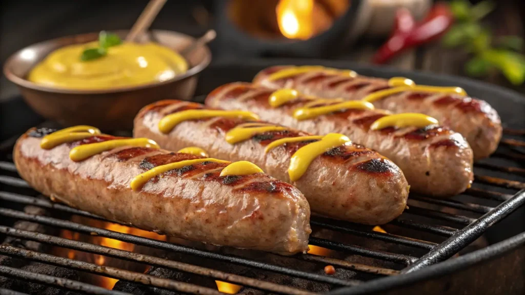 Grilled Beef Sausages with Mustard Glaze