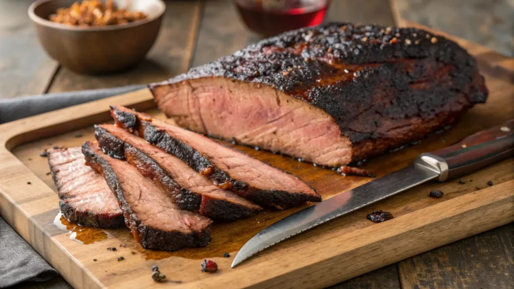 Cooked brisket ready for slicing for the perfect sandwich