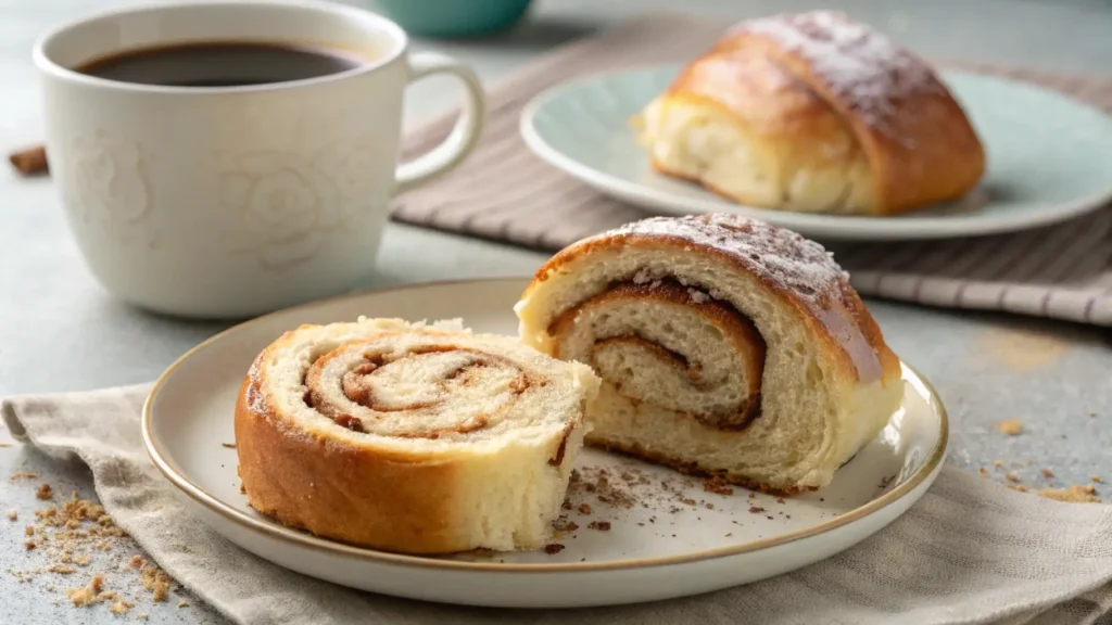 Freshly baked sourdough cinnamon rolls recipe served on a plate