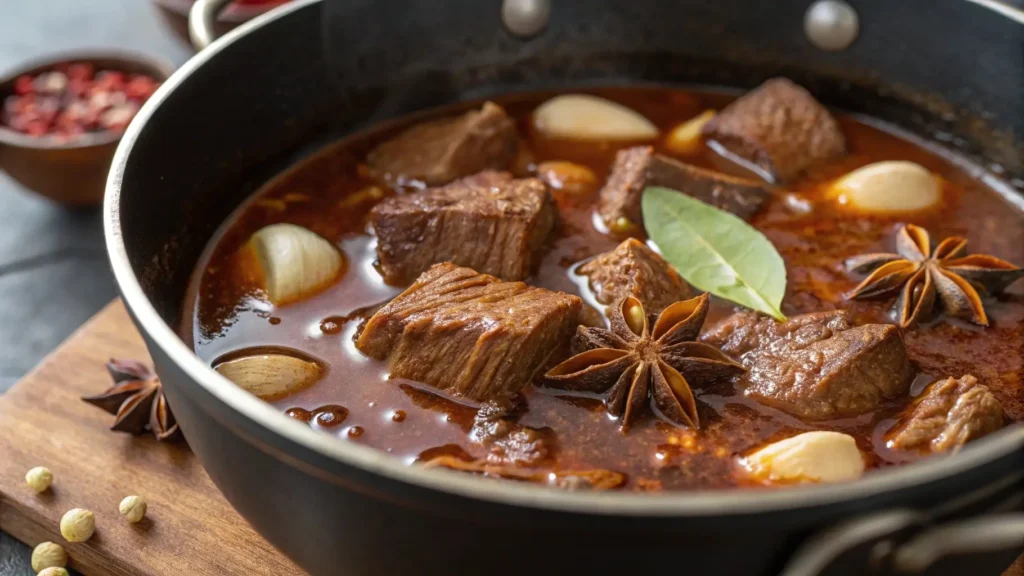 Beef Brisket Simmering for Beef Pares Recipe