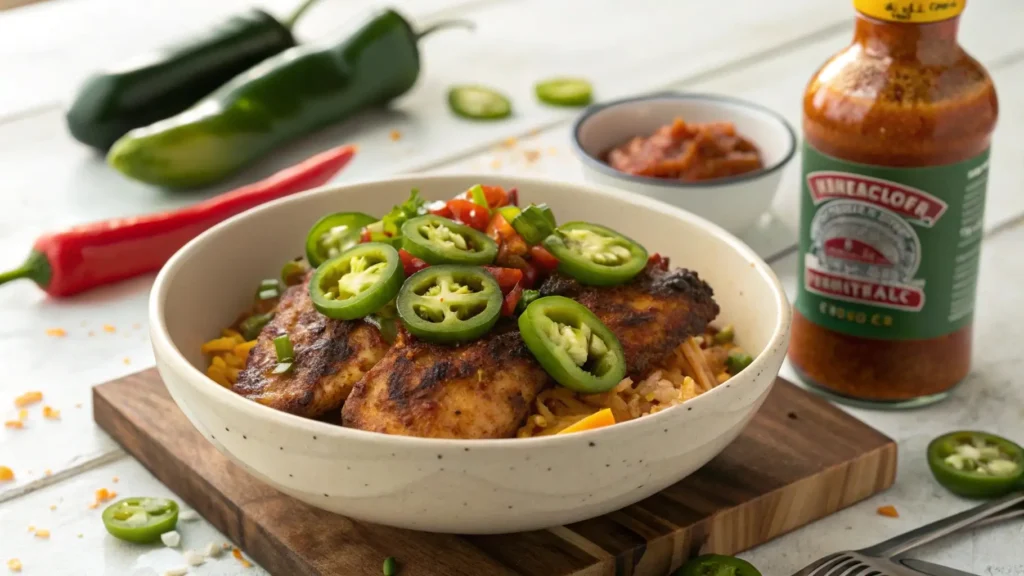 Spicy Mississippi chicken instant pot with jalapeños and hot sauce