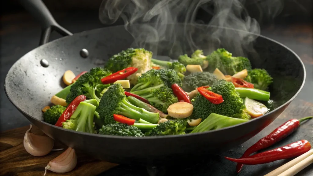 Stir-fried broccoli with garlic and ginger for Asian Broccoli Recipe