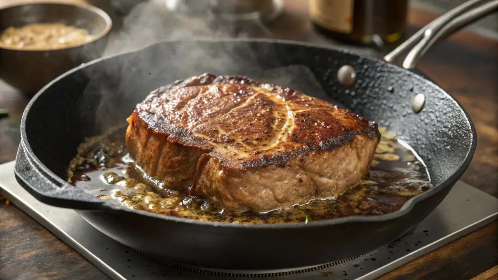 Searing beef for French roast recipe