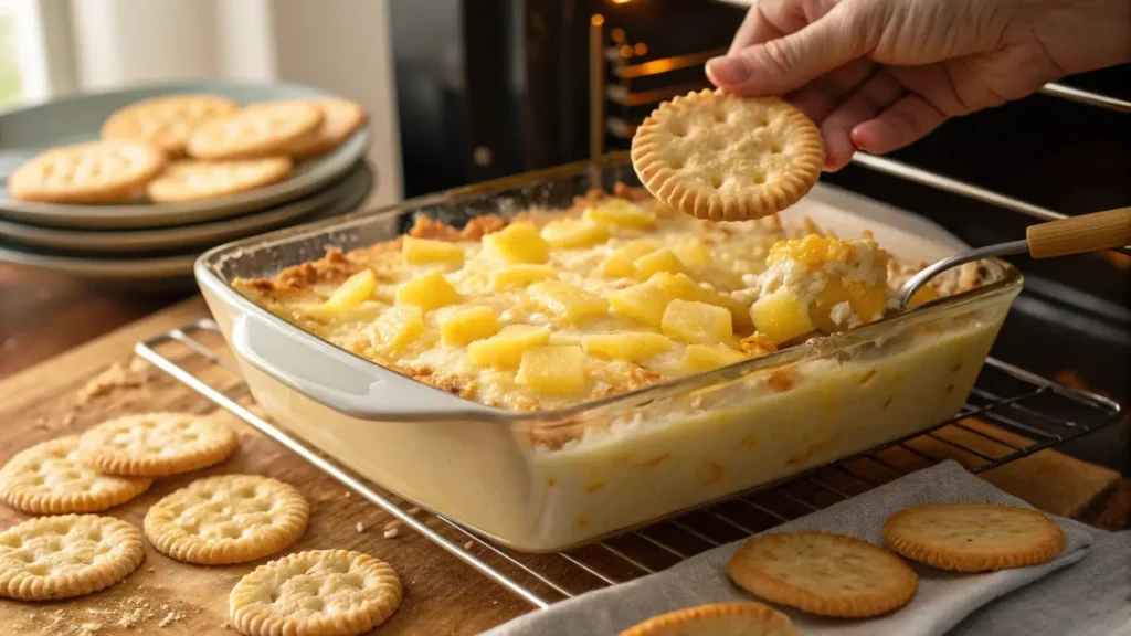 Pineapple casserole recipe ready to bake in the oven