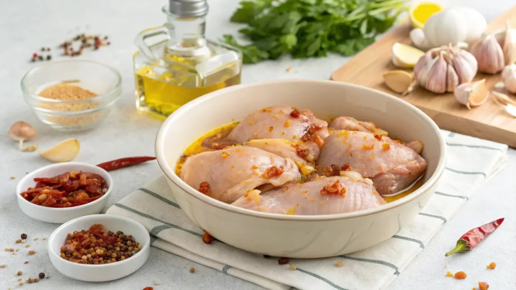 Marinating chicken for hot honey chicken recipe