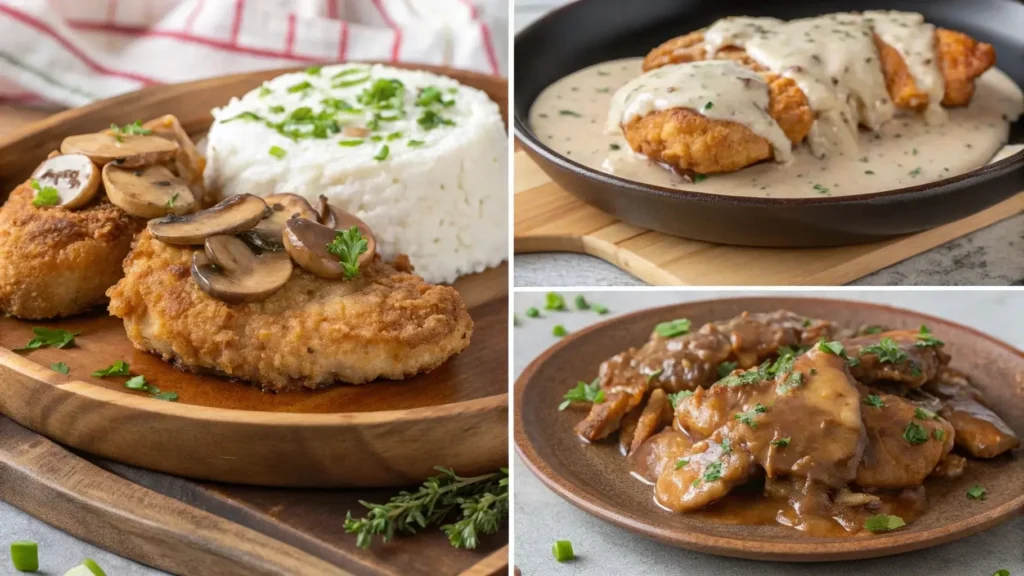 Chicken and gravy recipe variations from Southern, French, and Asian cuisines