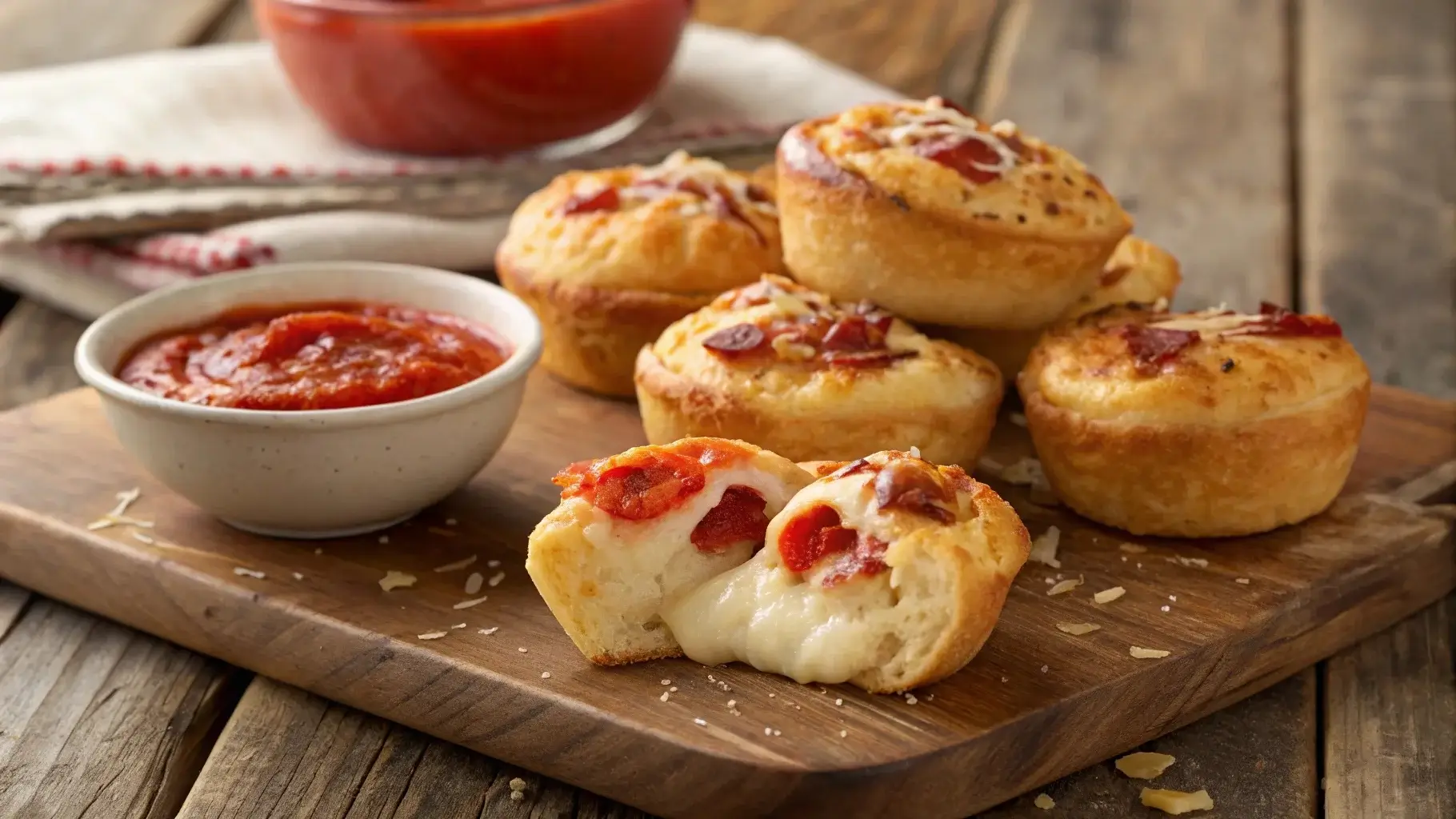 Crispy homemade pizza puffs