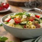 Delicious ditalini pasta recipe with fresh vegetables and herbs