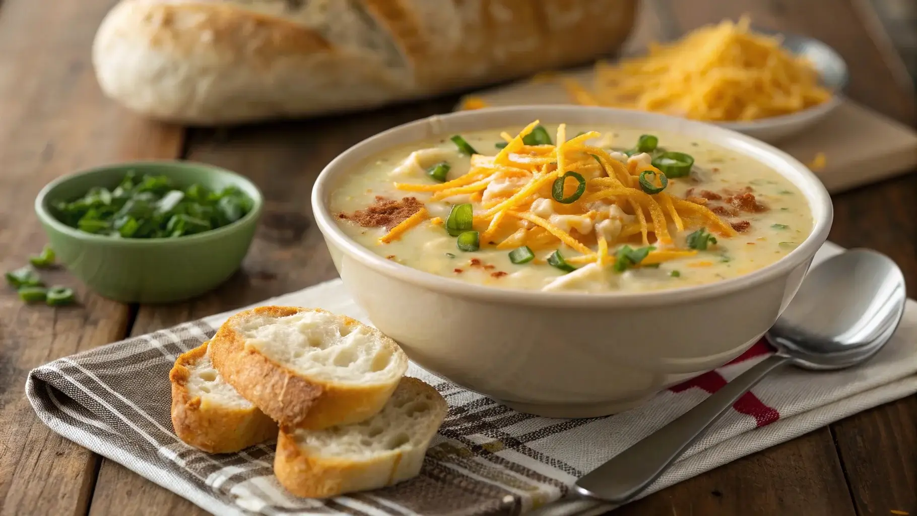 Delicious hash brown potato soup recipe with fresh toppings