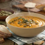 Delicious panera butternut squash soup recipe with garnish