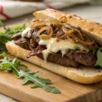 Delicious steak sandwich recipe with creamy toppings