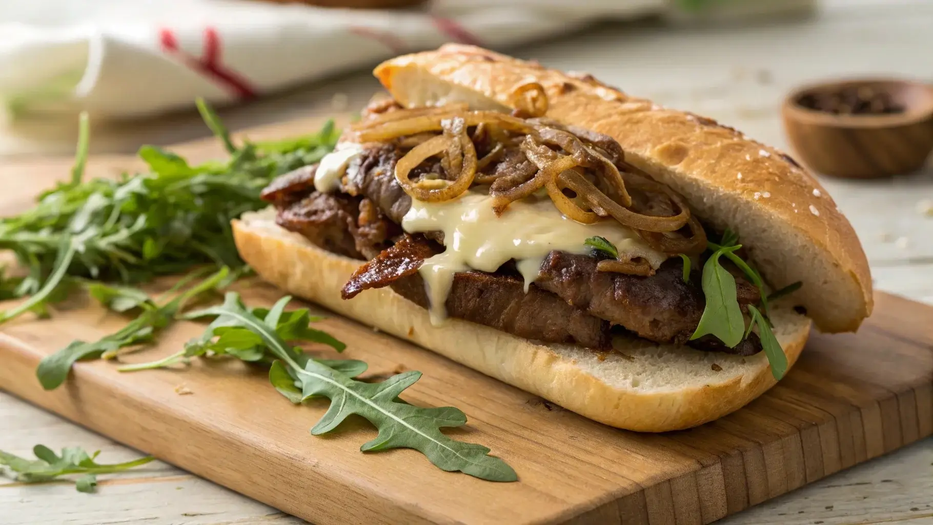 Delicious steak sandwich recipe with creamy toppings