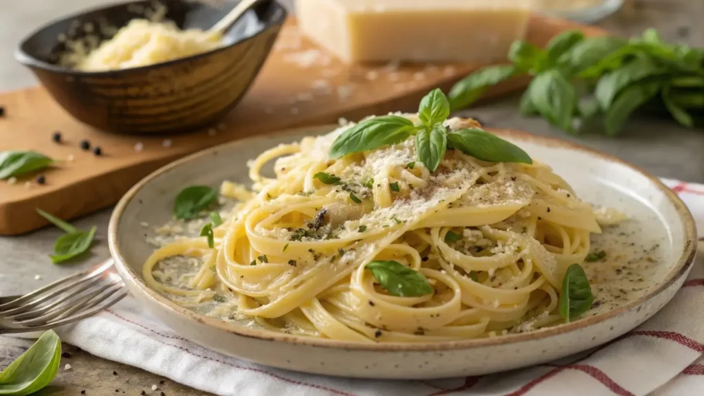 Serving gluten-free egg noodles in garlic butter	