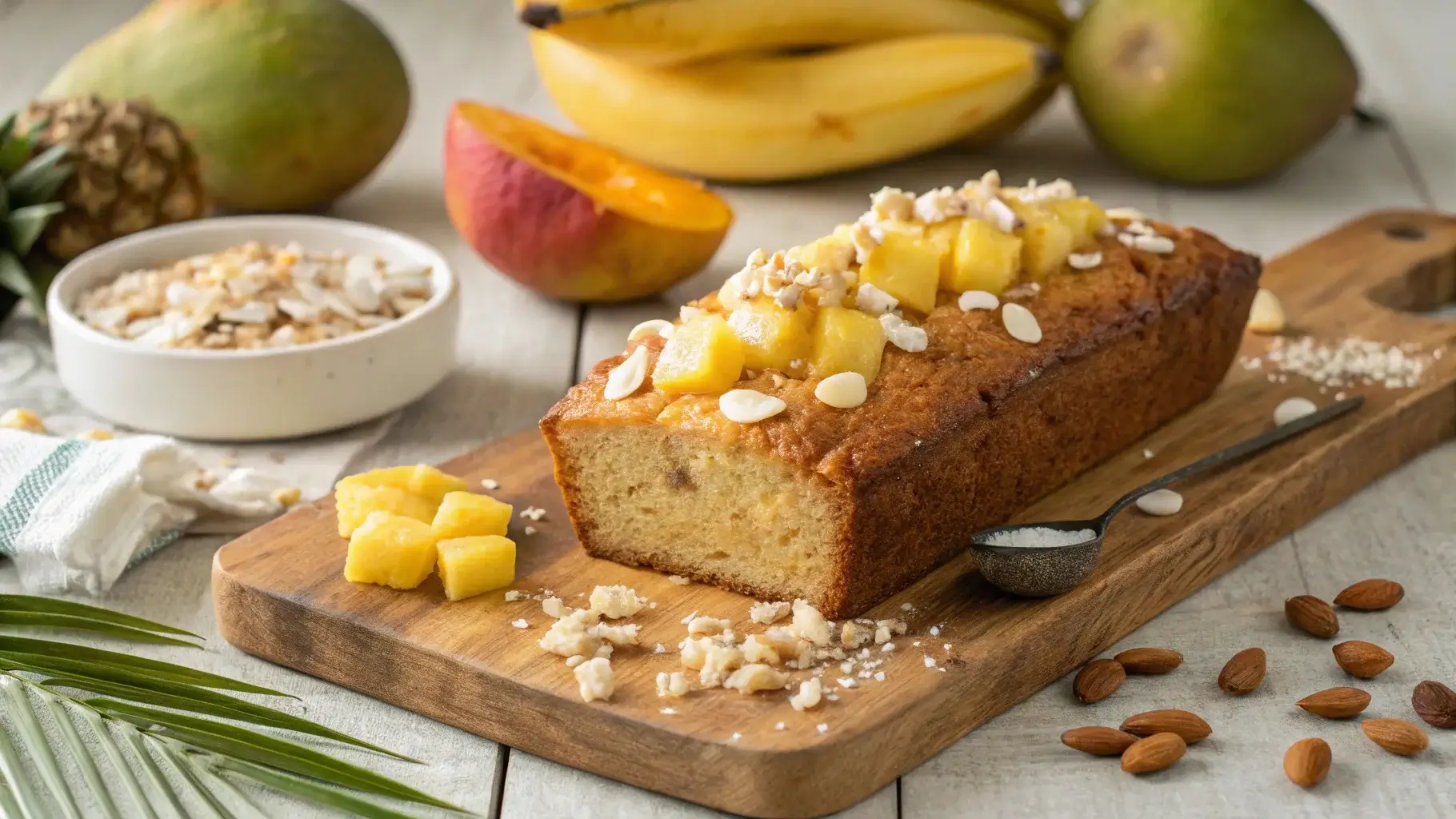 Delicious Hawaiian banana bread recipe with tropical toppings