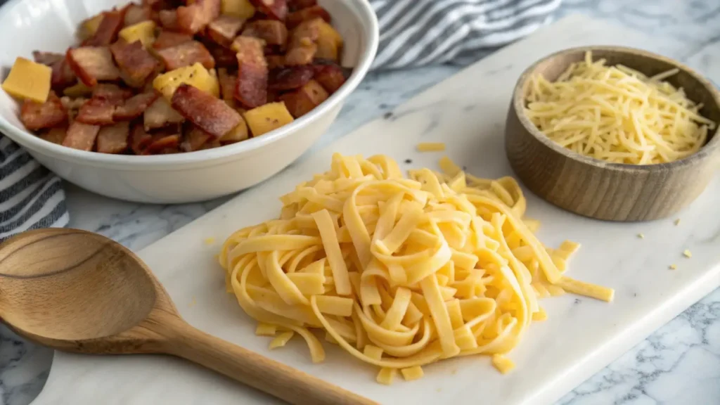 Preparing ingredients for tinis mac and cheese recipe