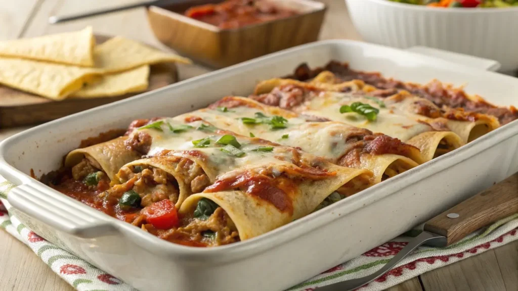 Baking Dish of Boulders Enchilada Recipe Fresh from the Oven