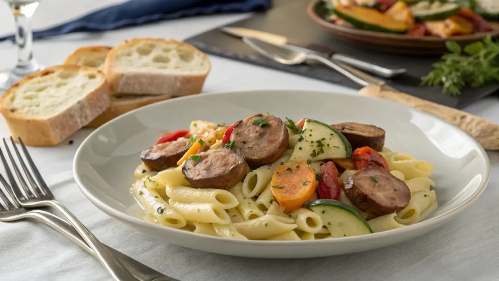 Serving suggestions for kielbasa and pasta recipe