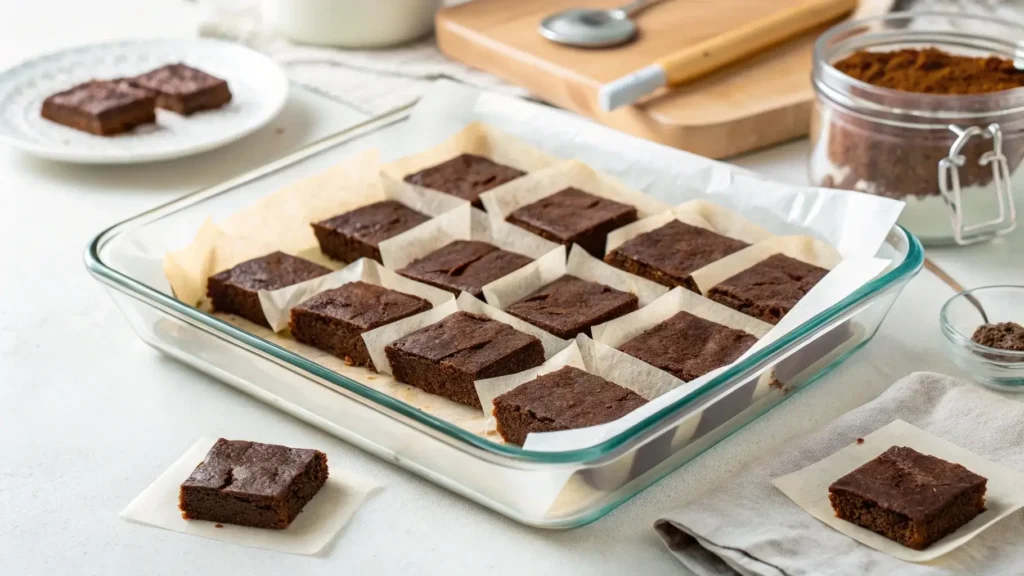 Storing banana bread brownies in an airtight container