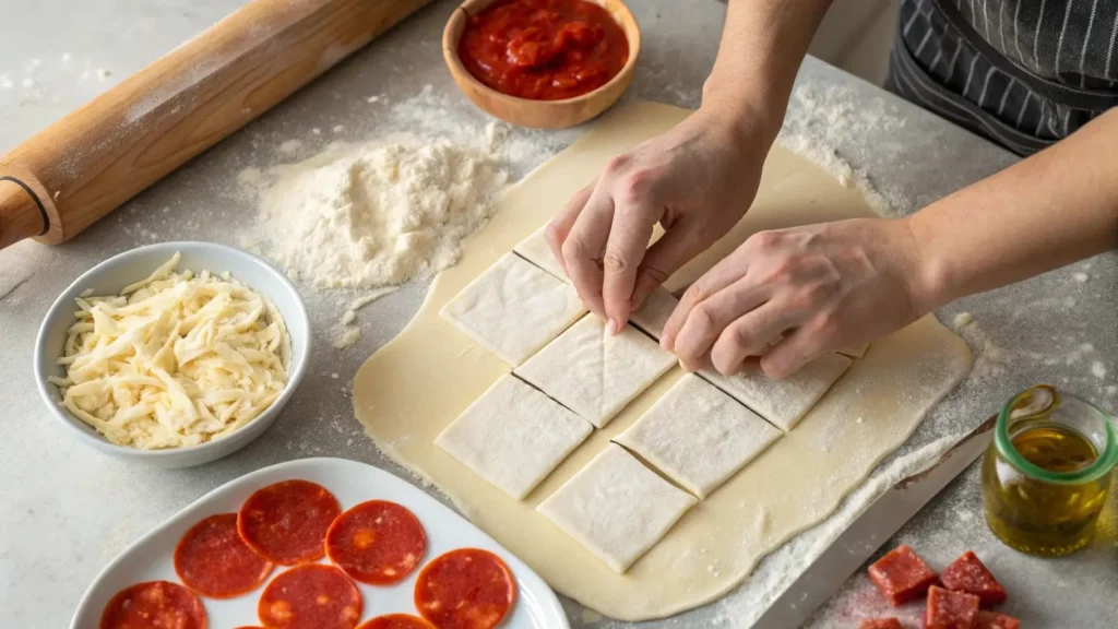 Making pizza puffs from scratch