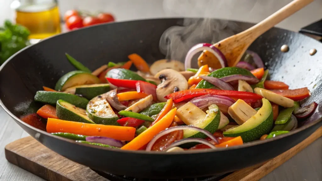 Stir-fried vegetables for hibachi chicken recipe