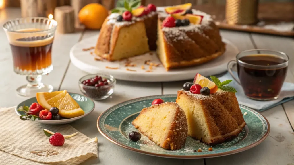 Serving Caribbean festival rum cake	