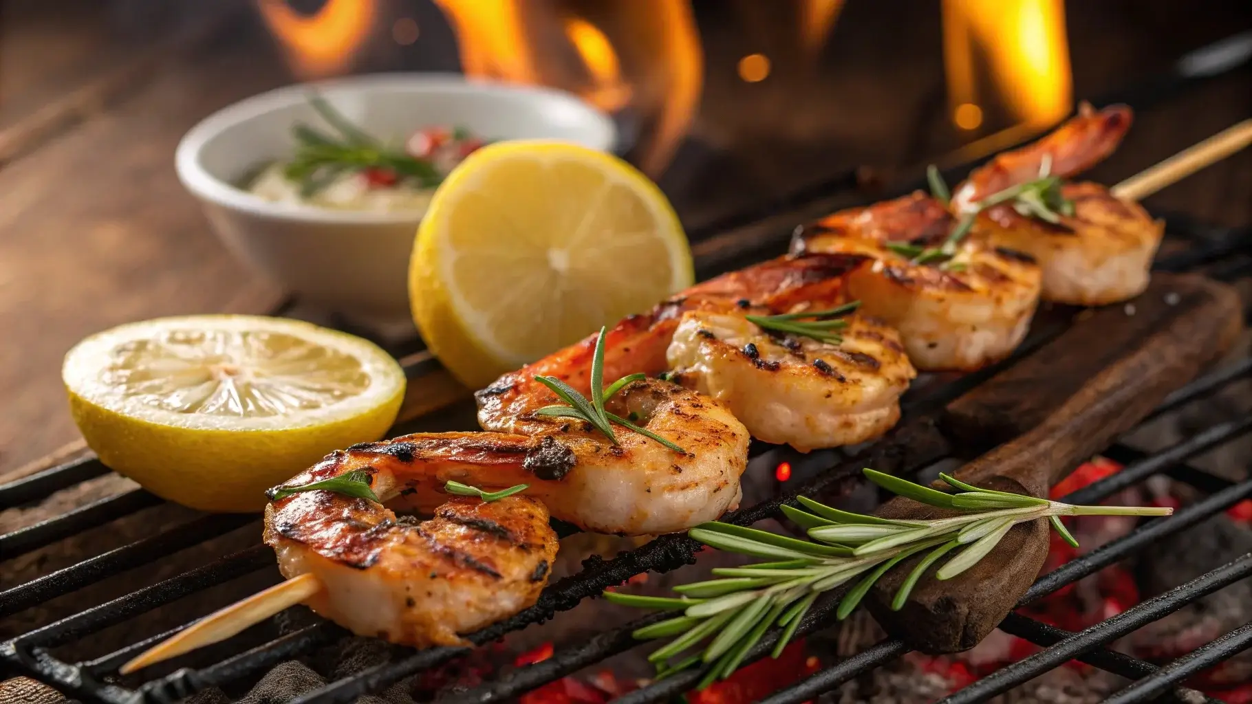 BBQ shrimp recipe grilled to perfection with herbs and lemon