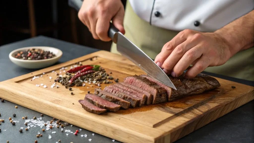 Preparing steak cuts for philly cheesesteak recipe
