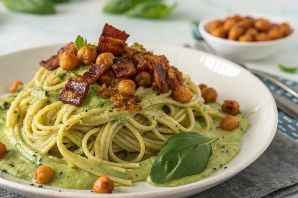 Vegan variation of spaghetti carbonara