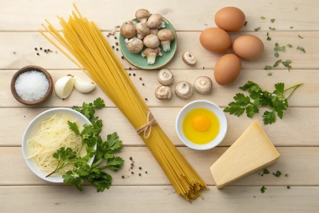 Ingredients for vegetarian carbonara